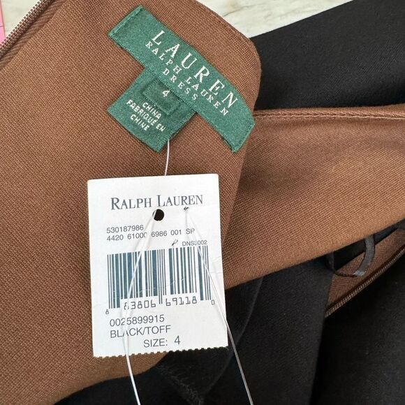 LAUREN RALPH LAUREN DRESS WOMEN'S STRAIGHT CLASSIC SHEATH toffee/BLACK Sz 4 NWT - Picture 4 of 9